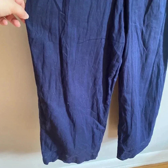 J. Crew Navy Linen Front Tie Jumpsuit - Picture 5 of 14